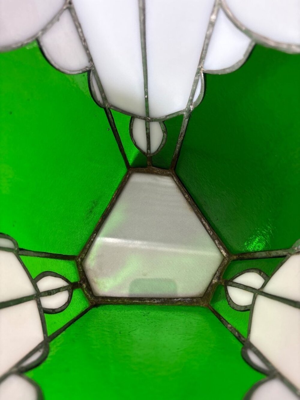 Stained Vintage Candle Holder Planter Handcrafted Acrylic Green White Red Decor - Picture 10 of 10